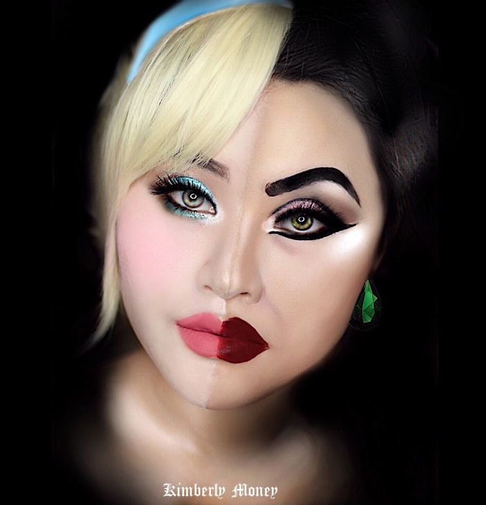Two in one: Villains and Disney Princess makeup Cinderella and  Lady Tremaine