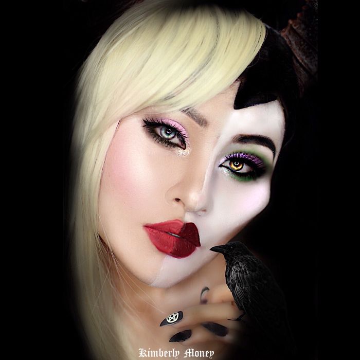 Two in one: Villains and Disney Princess makeup Aurora and Maleficent
