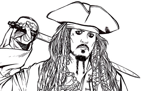 Pirates of the Caribbean coloring pages, including POC 5