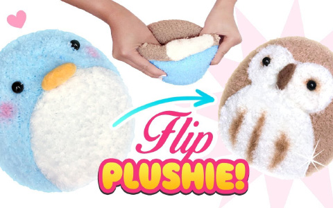 How to make cute REVERSIBLE PLUSHIE toy: Easy DIY