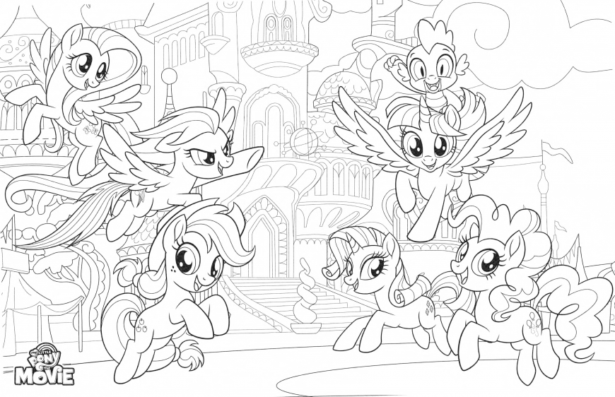 My Little Pony The Movie coloring page with mane six