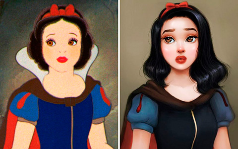 The artist redrawn the heroines of famous cartoons, making them more realistic