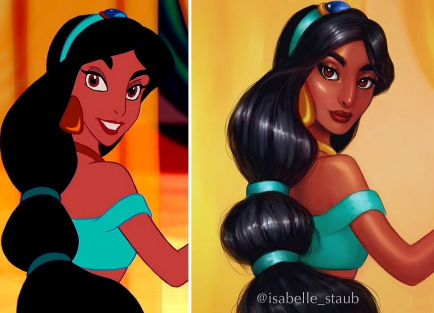 Redrawn realistic Jasmine, "Aladdin"