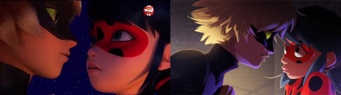 Miraculous Ladybug season 2: Cat Noir kisses Ladybug in gifs