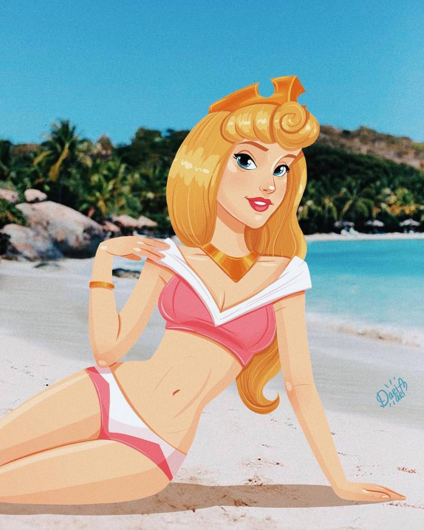 Disney Princess Aurora in swimsuit