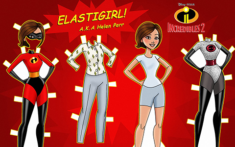 Helen Parr Incredibles 2 - Elastigirl paper doll with clothes