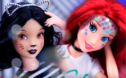 How to Make REMOVABLE Halloween Make Up for dolls - video DIY