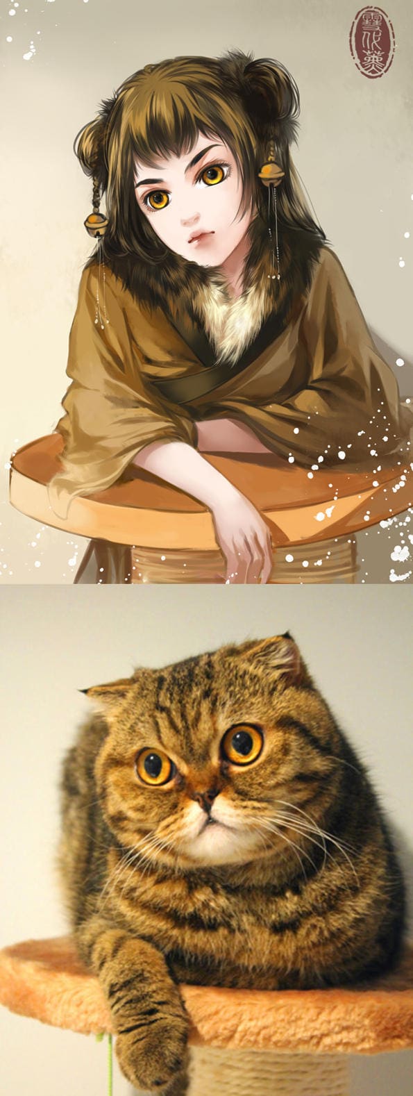 Cats transformed into human in beautiful art