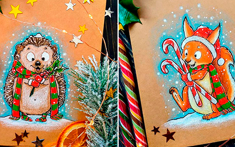 Super cute Christmas art with animals