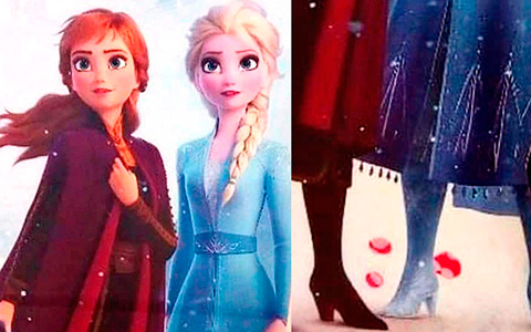 Full body picture of Anna and Elsa from Disney Frozen 2 movie