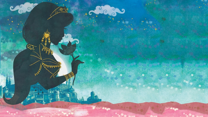 Aladdin movie 2019 wallpaper HD Silhouette of princess Jasmine