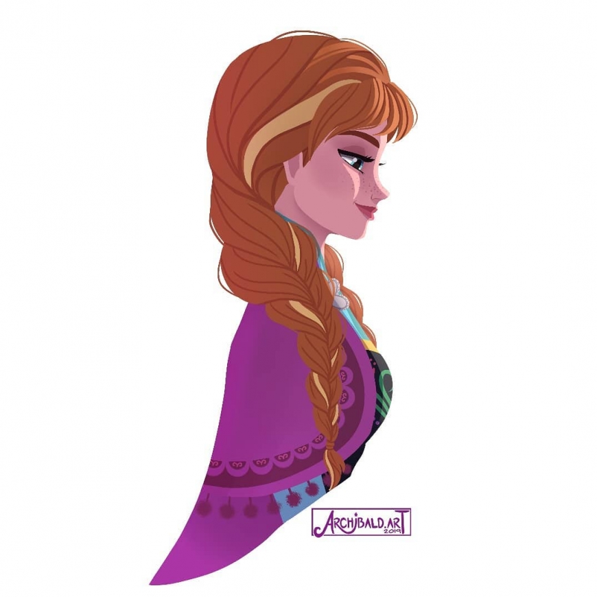 Princess Anna portrait in profile Disney Frozen winter look