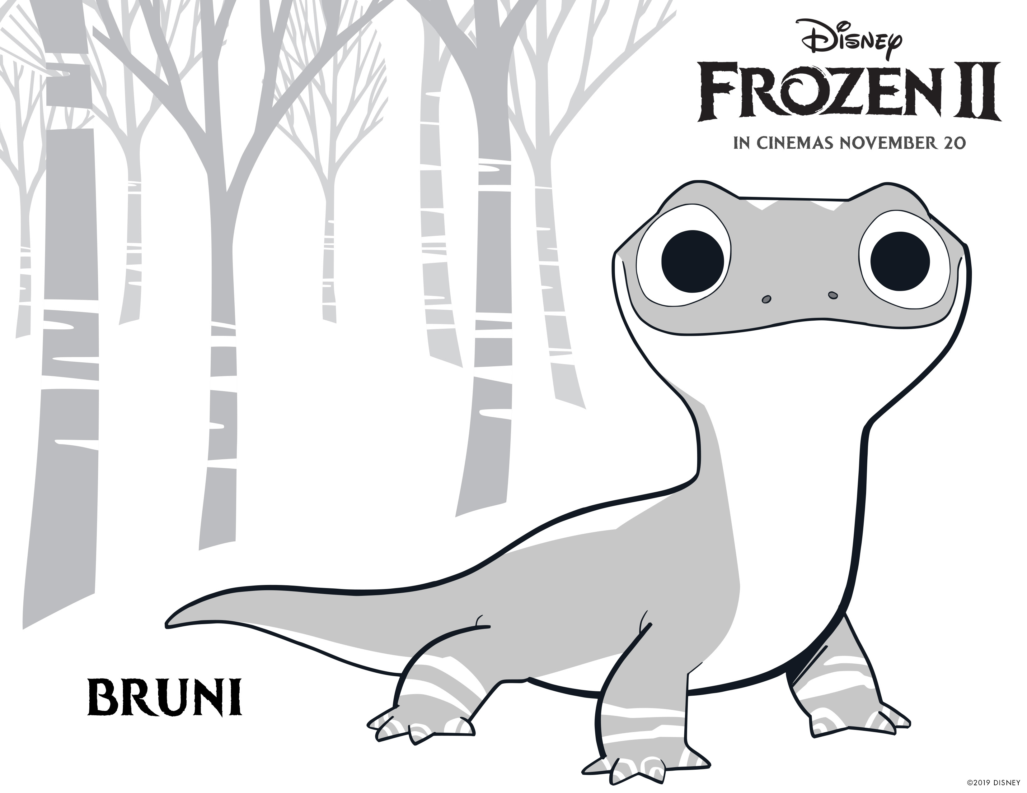 Frozen 2 free coloring pages with Elsa, Anna, Olaf, Kristoff, Bruni and