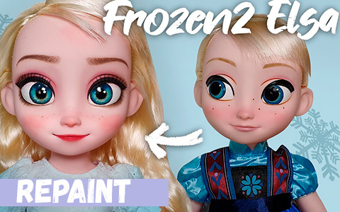 Baby Elsa doll repainted to Frozen 2 with loose hair look