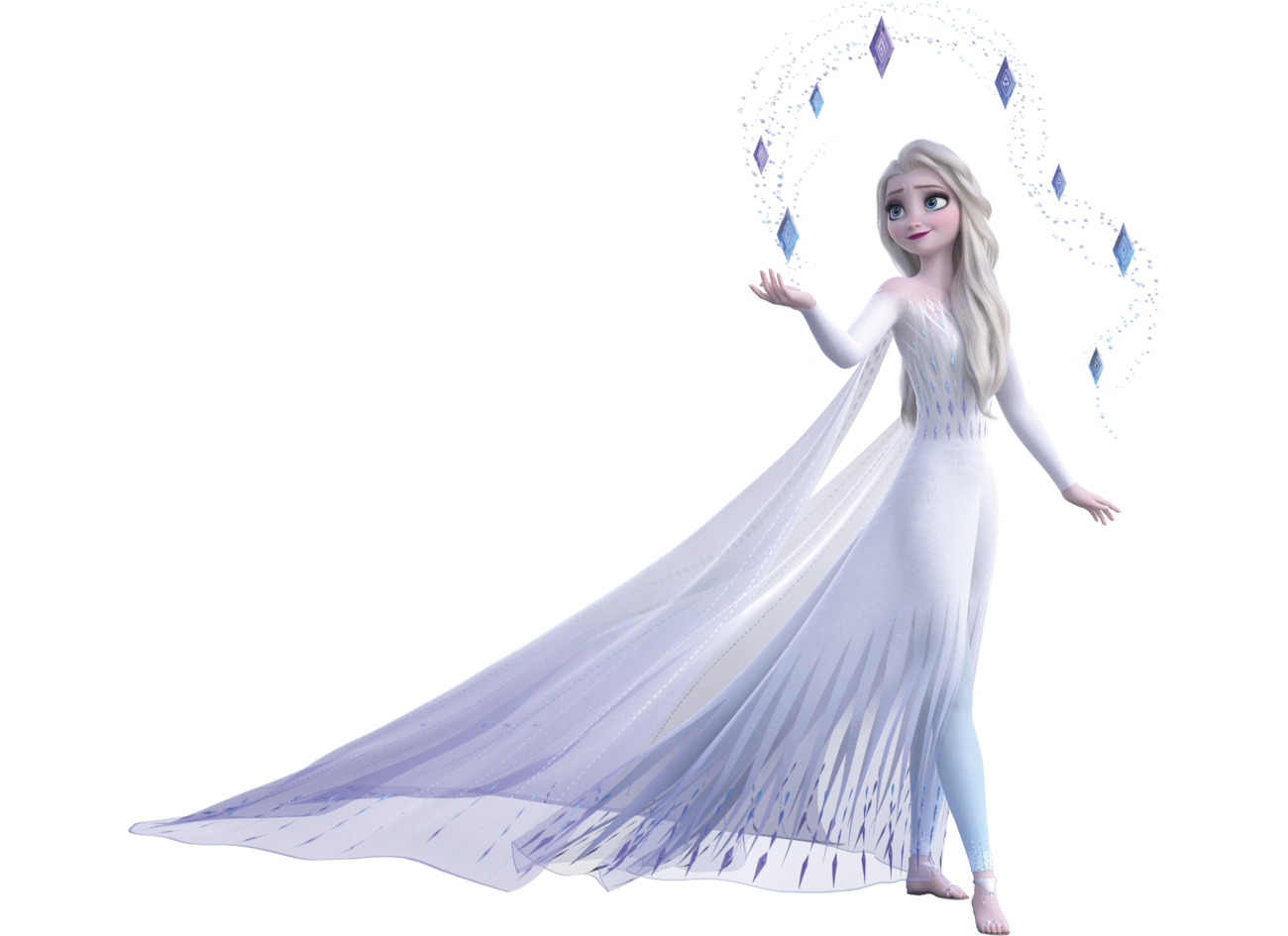 Frozen 2 Elsa in white dress with hair down new official big images