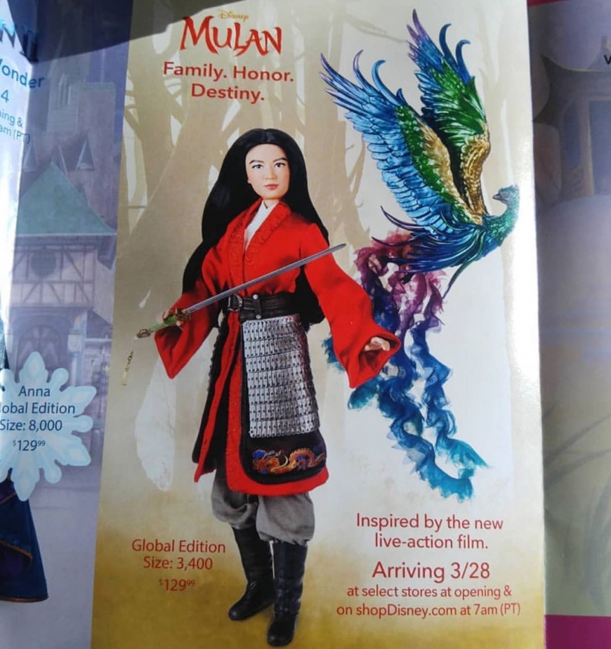 Live action Mulan Limited Edition doll with phoenix. First image and release date