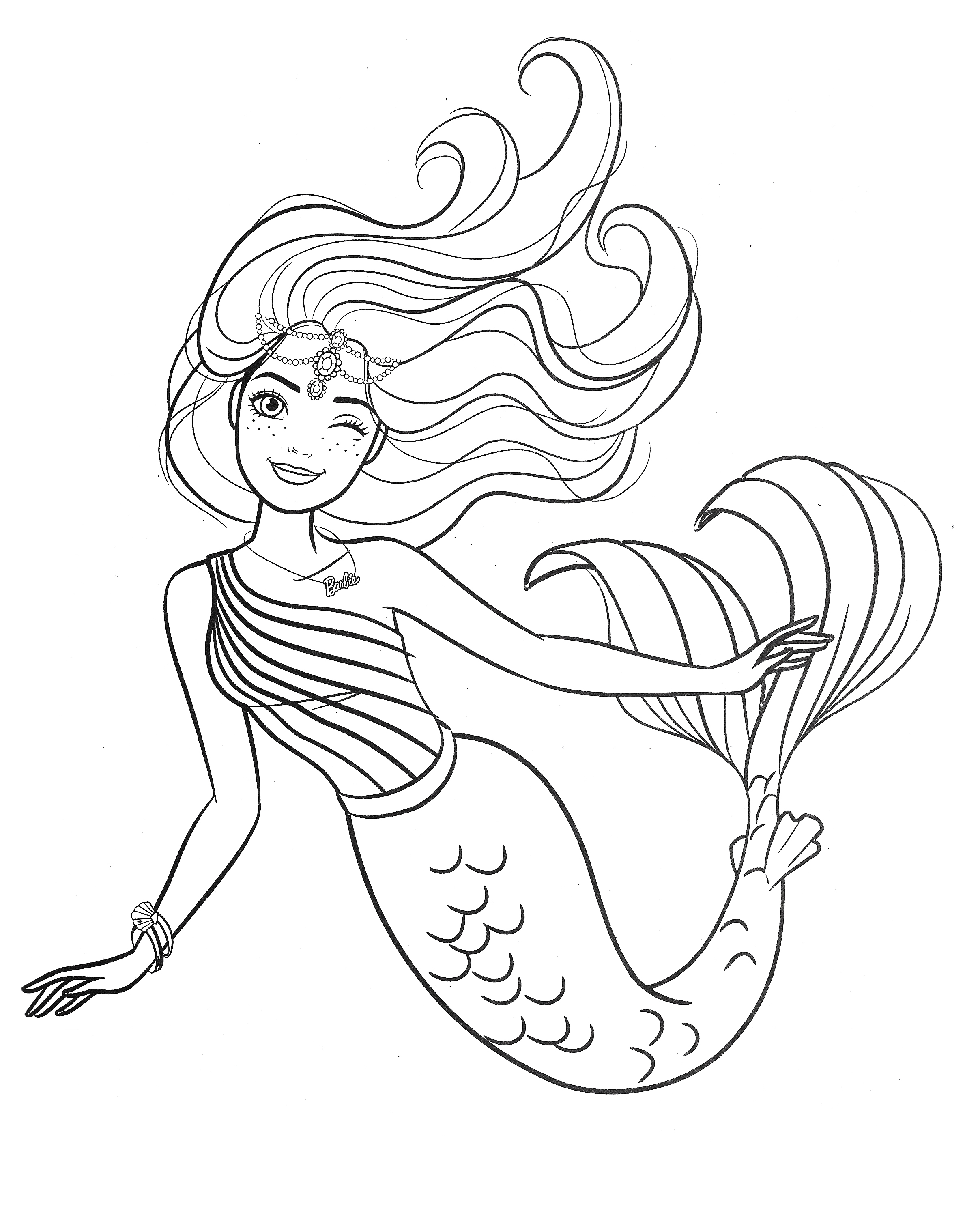 Beautiful Mermaid Barbie Coloring Pages YouLoveIt