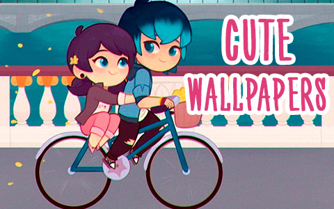 Supet cute phone wallpapers with Cat Blanc, Marinette and Luka on bike, and Kagami and Adrien