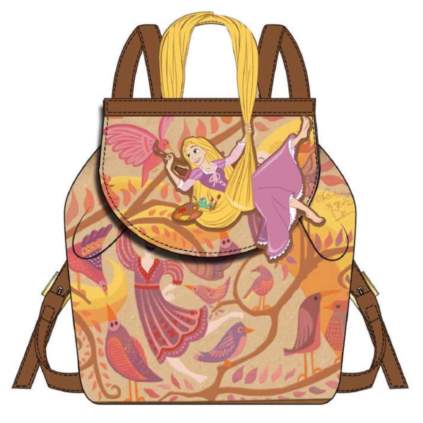 A backpack with Rapunzel drawing