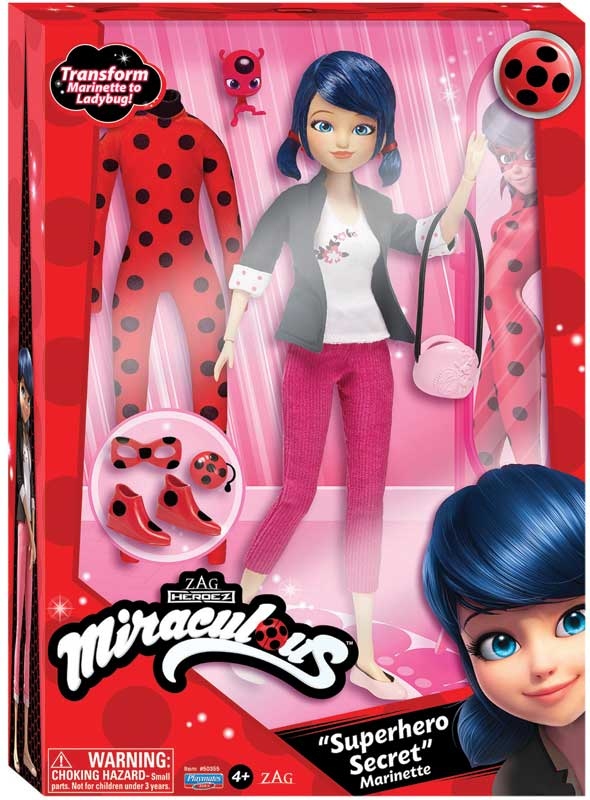 Miraculous Marinette transform to Ladybug doll with 2 outfits and
