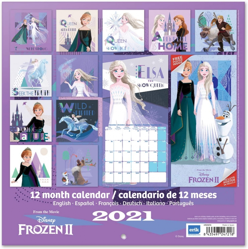 Frozen 2 wall Calendar 2021 with new official art and bonus poster