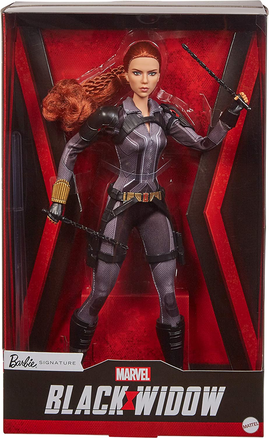 Barbie Black Widow Collector Doll 2020 in black suit is
