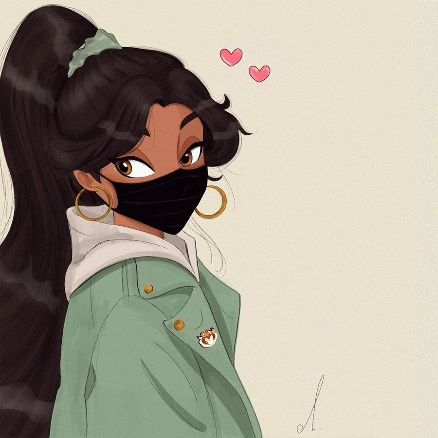 Disney Princess wears face masks - cute art and profile pictures