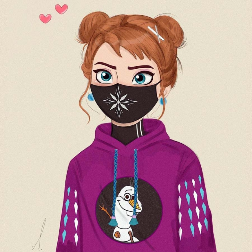 Disney Princess wears face masks - cute art and profile pictures