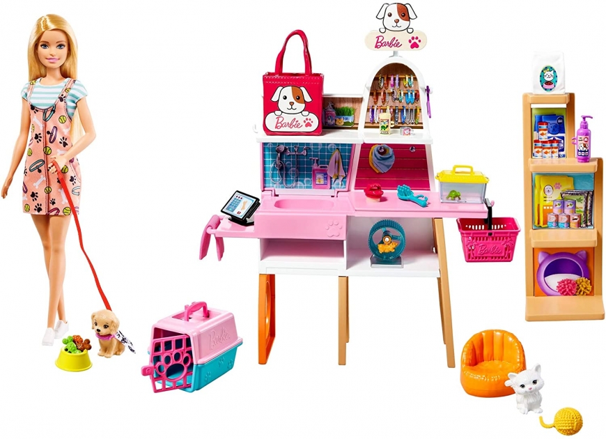 Barbie Pet Boutique Playset with 4 Pets