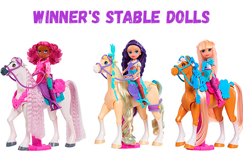 Winner's Stable dolls with horses: Oakley, Kimi and Madison
