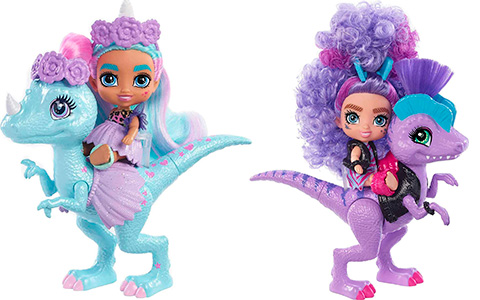 Mattel Cave Club Cave Tots dolls with dinosaurs