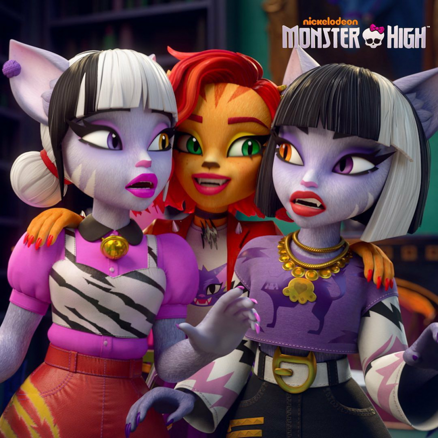 The first appearance of Purrsephone, Meowlody and Gil in the new Monster High animated series