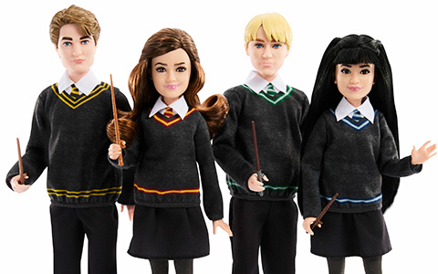 Harry Potter Mattel Hogwarts House 4-Pack doll set: Cedric Diggory, Hermione Granger, Draco Malfoy, and Cho Chang