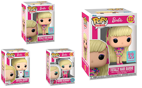 New Barbie Funko Pop 65 anniversary figures: Barbie Totally Hair, Crystal Barbie and Barbie Astronaut