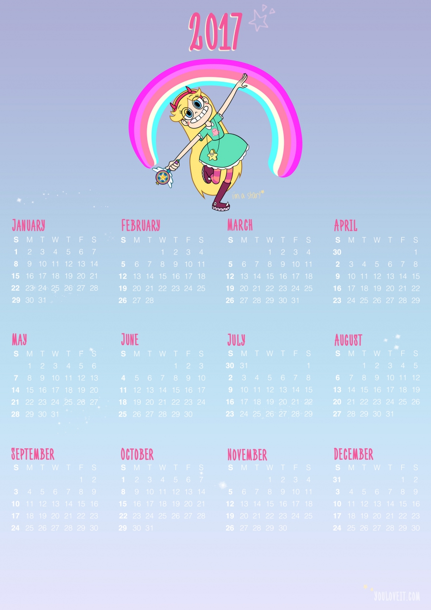 Download and print Star vs. the Forces of Evil calendar