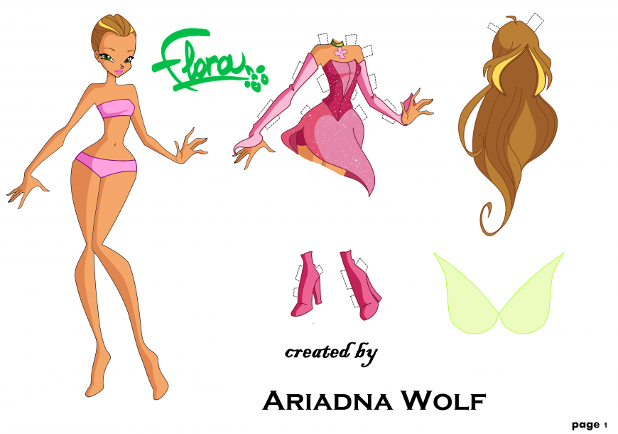 Winx Club Flora paper doll