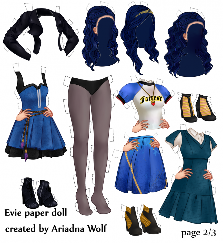 Disney Descendants clothes for paper doll Evie