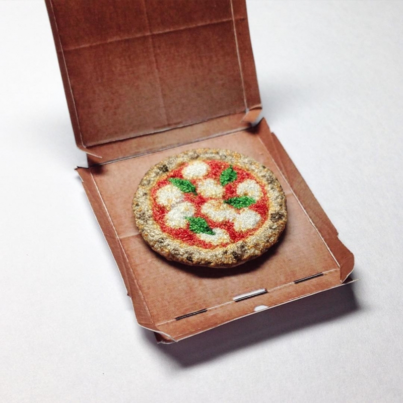 Realistic embroidered food