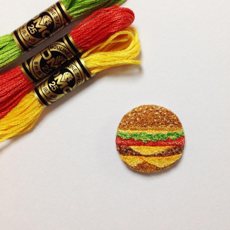 Realistic embroidered food