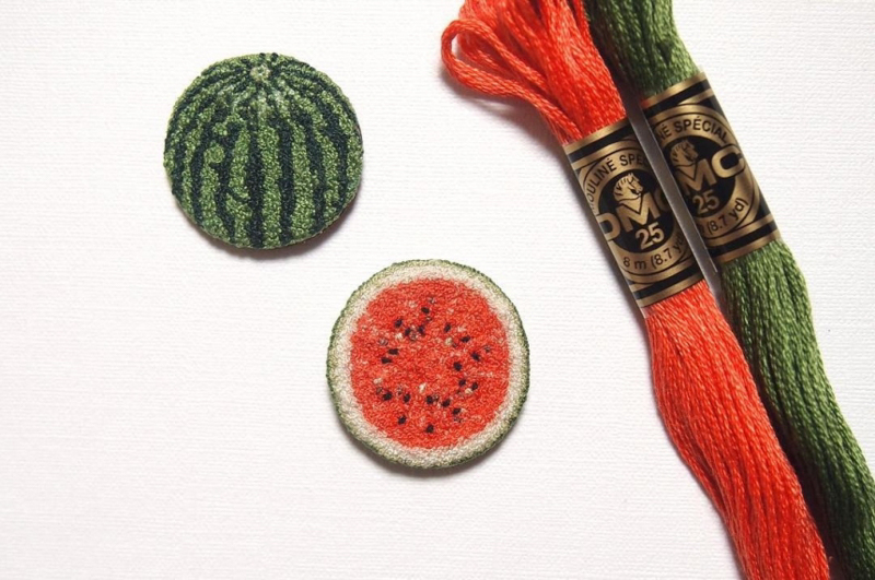 Realistic embroidered food