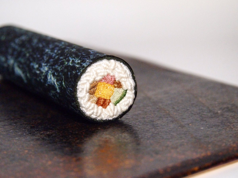 Realistic embroidered food