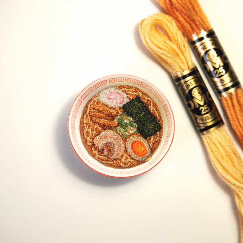 Realistic embroidered food