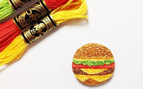 Realistic embroidered food