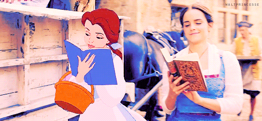 Beauty and the Beast cartoon and movie characters together