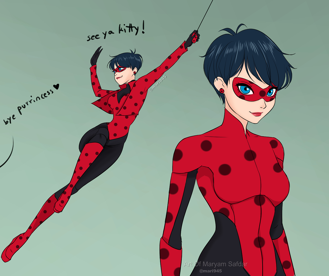 Short haired and adult Miraculous Ladybug.