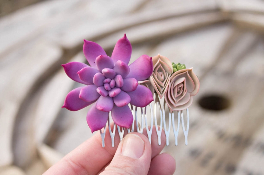 Succulents and Cacti in Jewelry, Hair Accessories and Decor