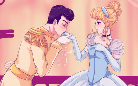Breathtaking art of Disney couples drawn in anime style.