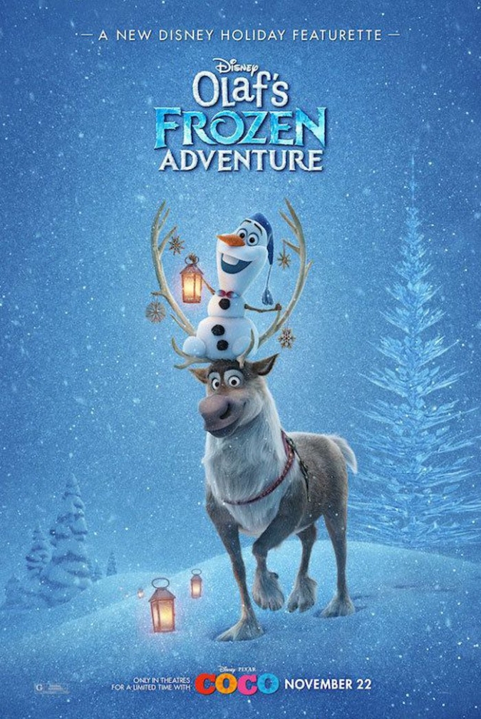 New poster of Olaf’s Frozen Adventure with Elsa and Anna