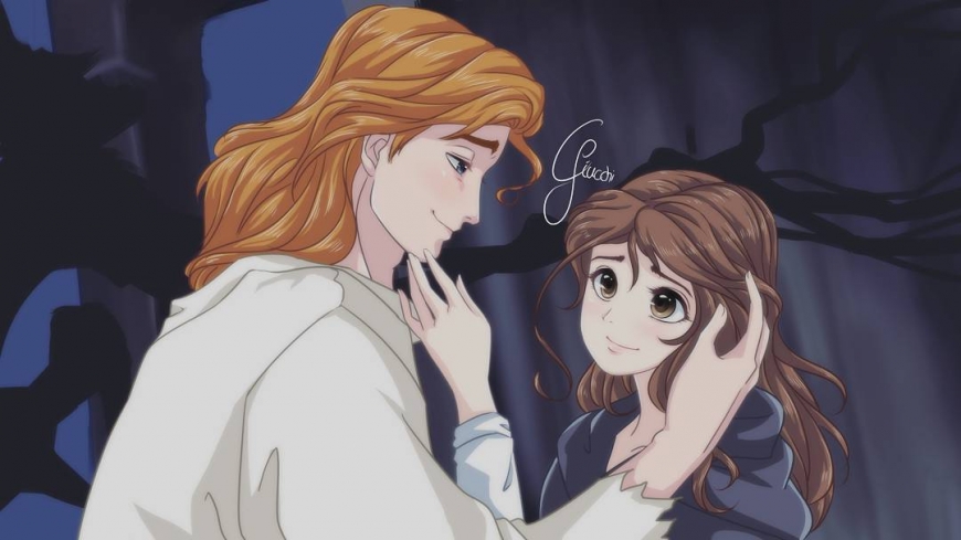 Beast and Belle in anime style