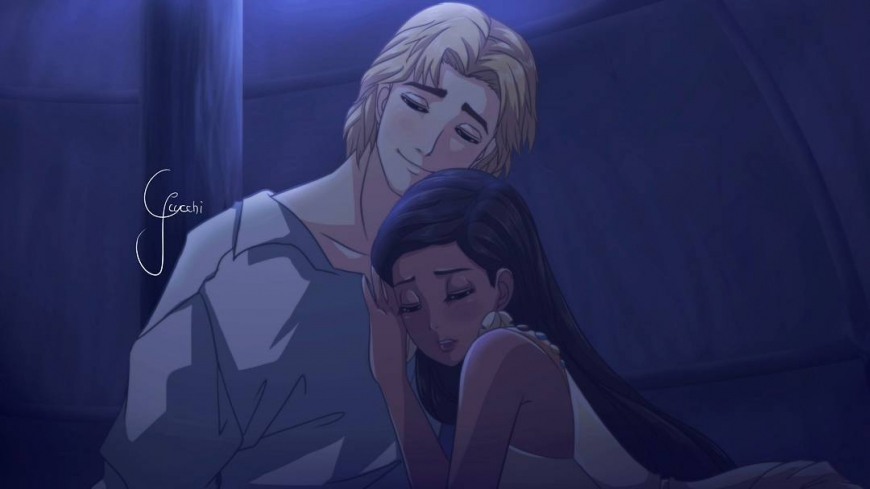 John Smith and Pocahontas in anime style